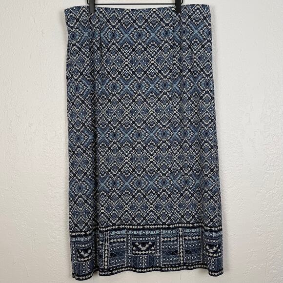 J. Jill Blue Geometric Printed Midi Skirt Size XL - Picture 2 of 4